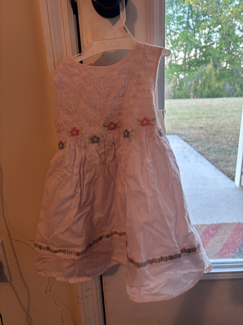 Girls White Floral Embroidered Sundress